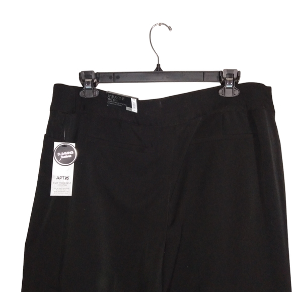 NWT Apt 9 Modern Fit Mid Rise Slimming Straight Black Tie Dress Pants Size 16W - Picture 4 of 10